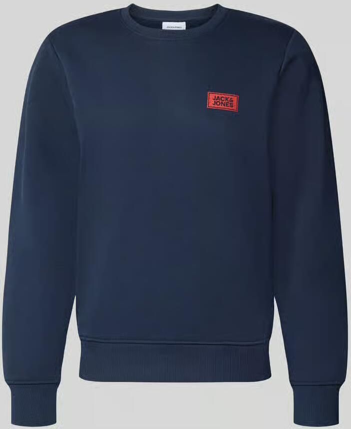 JACK & JONES regular fit sweater met logo donkerblauw - Foto 4