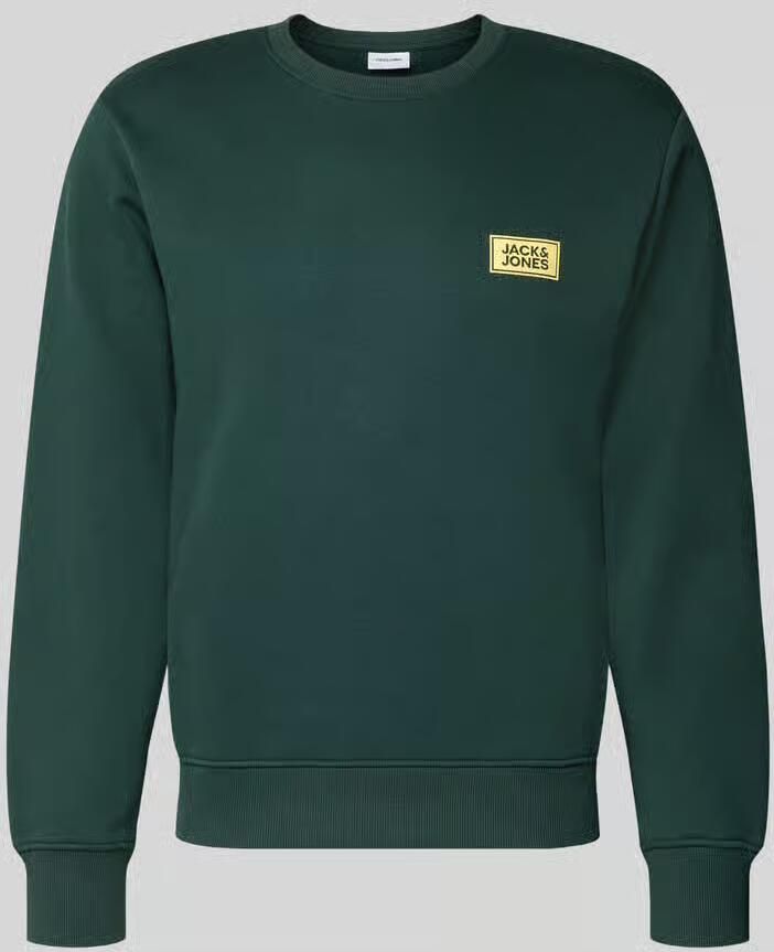 JACK & JONES regular fit sweater met logo donkergroen