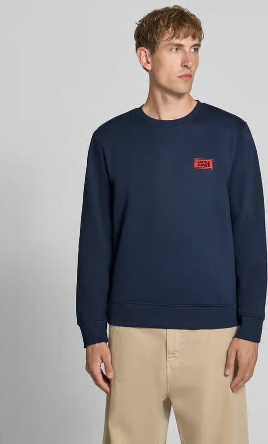 JACK & JONES regular fit sweater met logo donkerblauw - Foto 5