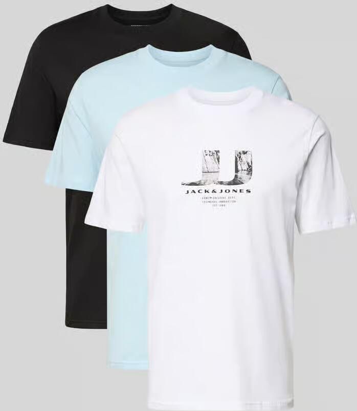 Jack & jones t-shirt in set van 3 met statementprint model 'DUST'
