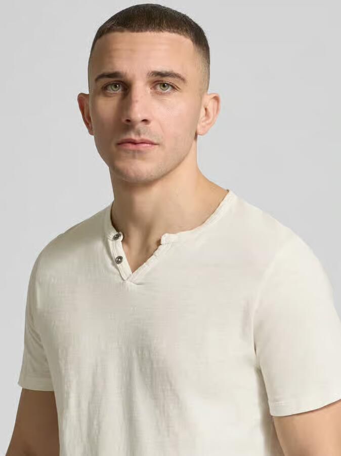 Jack & jones Crème Flamed Katoen Henley T-Shirt Beige Heren - Foto 3