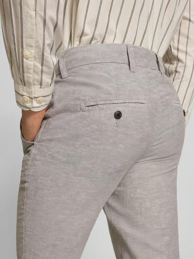 JACK & JONES PANTS STUDIO JPSTACE tapered chino met linnen grijsgroen - Foto 3