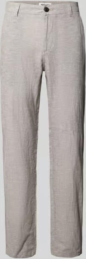 JACK & JONES PANTS STUDIO JPSTACE tapered chino met linnen grijsgroen - Foto 4