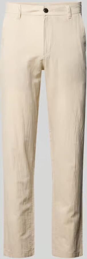 JACK & JONES PANTS STUDIO JPSTACE tapered chino met linnen beige - Foto 5
