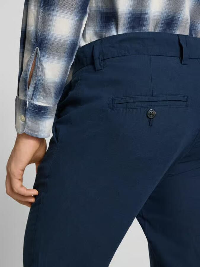 JACK & JONES PANTS STUDIO JPSTACE tapered chino met linnen donkerblauw - Foto 3