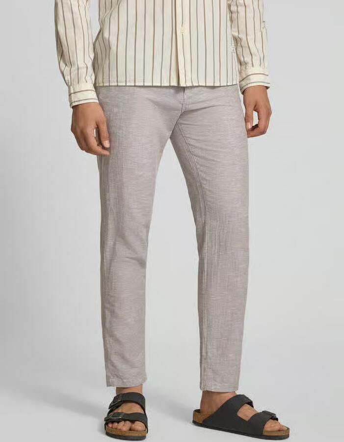 JACK & JONES PANTS STUDIO JPSTACE tapered chino met linnen grijsgroen - Foto 4
