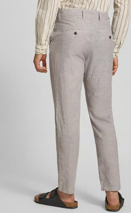 JACK & JONES PANTS STUDIO JPSTACE tapered chino met linnen grijsgroen - Foto 3