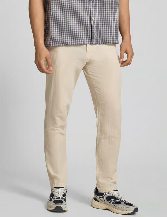 JACK & JONES PANTS STUDIO JPSTACE tapered chino met linnen beige - Foto 5