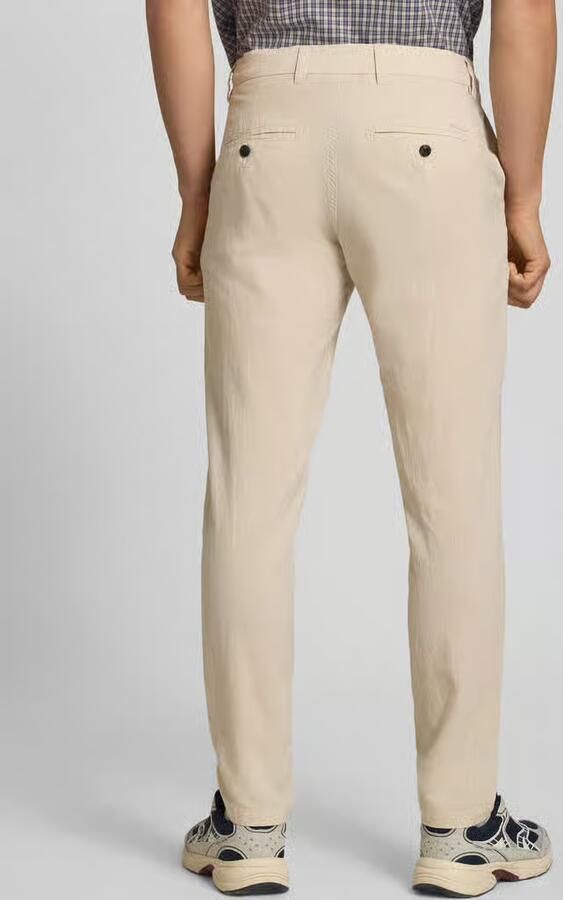 JACK & JONES PANTS STUDIO JPSTACE tapered chino met linnen beige - Foto 4
