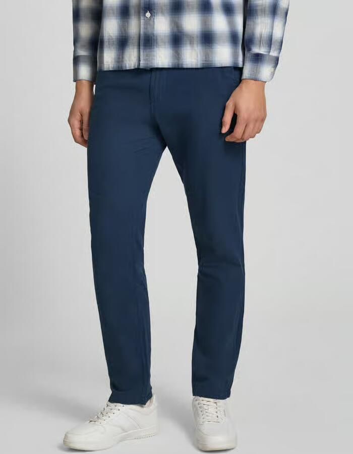 JACK & JONES PANTS STUDIO JPSTACE tapered chino met linnen donkerblauw - Foto 4