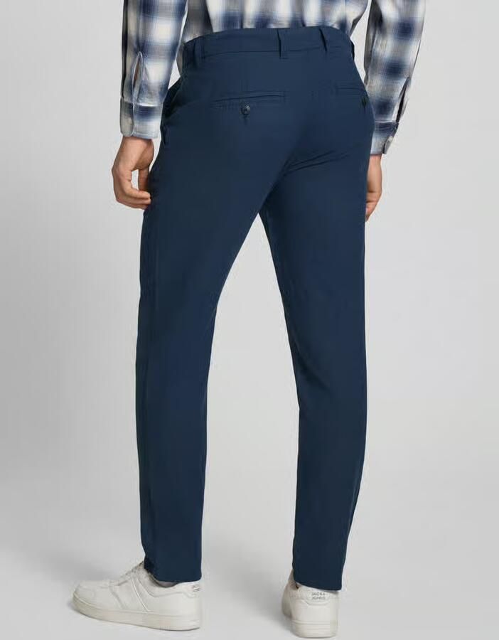 JACK & JONES PANTS STUDIO JPSTACE tapered chino met linnen donkerblauw - Foto 3