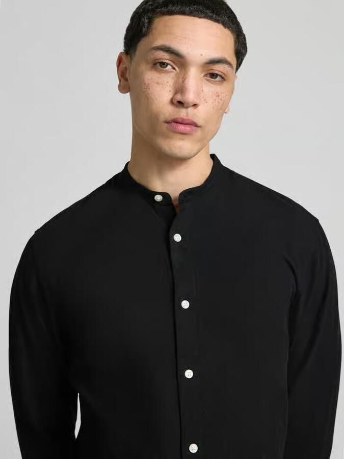 JACK & JONES ESSENTIALS regular casual overhemd met linnen zwart - Foto 3