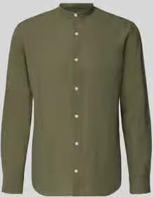 JACK & JONES ESSENTIALS regular casual overhemd met linnen donkergroen - Foto 4