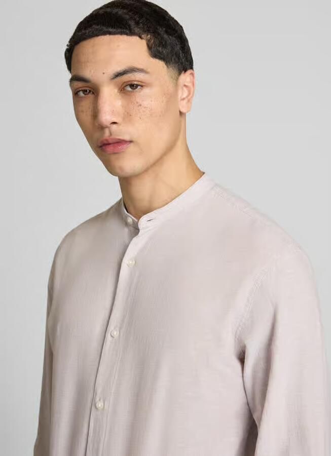 JACK & JONES ESSENTIALS regular casual overhemd met linnen beige - Foto 3