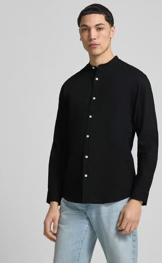 JACK & JONES ESSENTIALS regular casual overhemd met linnen zwart - Foto 5