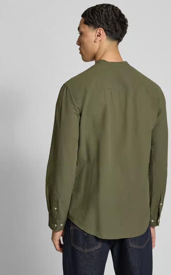 JACK & JONES ESSENTIALS regular casual overhemd met linnen donkergroen - Foto 5