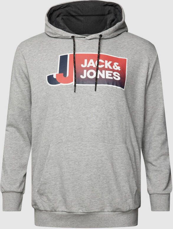 Jack & Jones Plus SIZE hoodie met labelprint model 'JCOLOGAN'