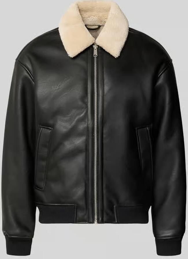 JACK & JONES Premium Bomberjack in leerlook met teddybont
