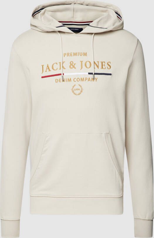 Jack & Jones Premium Hoodie met label- en motiefstitching model 'BLUTRAVIS'