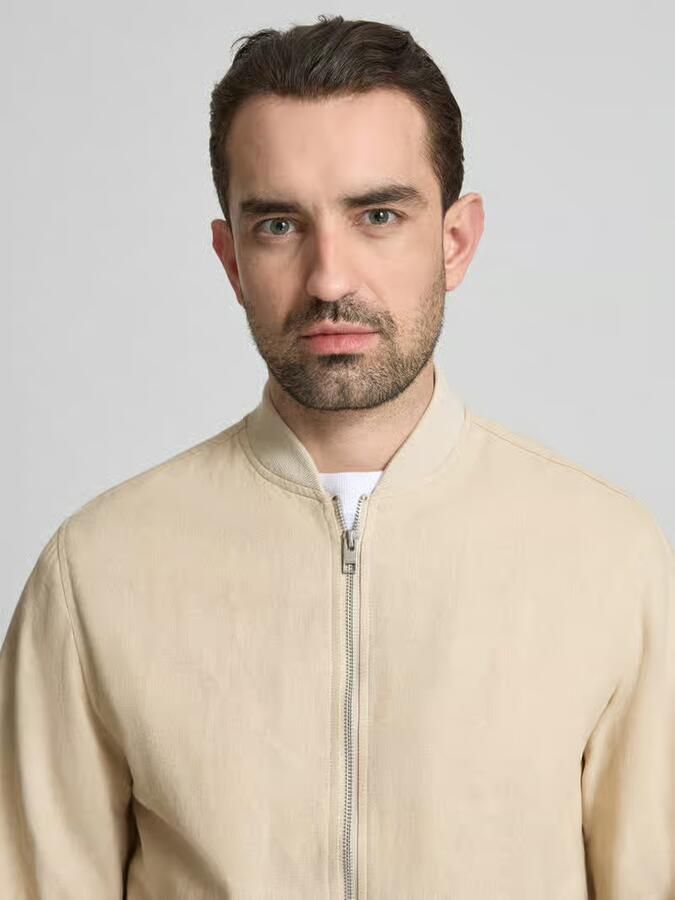 JACK & JONES Premium Jas van een mix van katoen en linnen met tweewegritssluiting