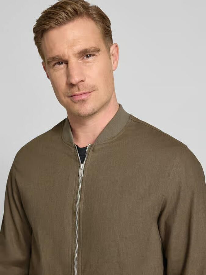 JACK & JONES Premium Jas van een mix van katoen en linnen met tweewegritssluiting