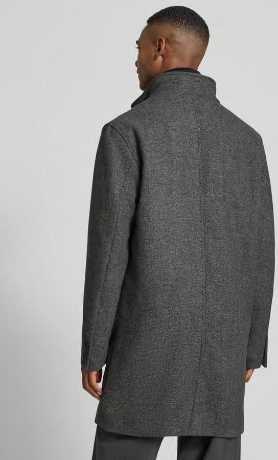 JACK & JONES Premium Lange jas van wolmix met opstaande kraag en steekzakken