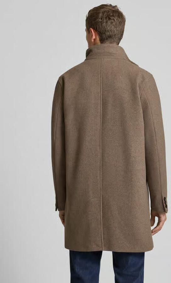 JACK & JONES Premium Lange jas van wolmix met opstaande kraag en steekzakken