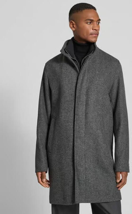 JACK & JONES Premium Lange jas van wolmix met opstaande kraag en steekzakken - Foto 2