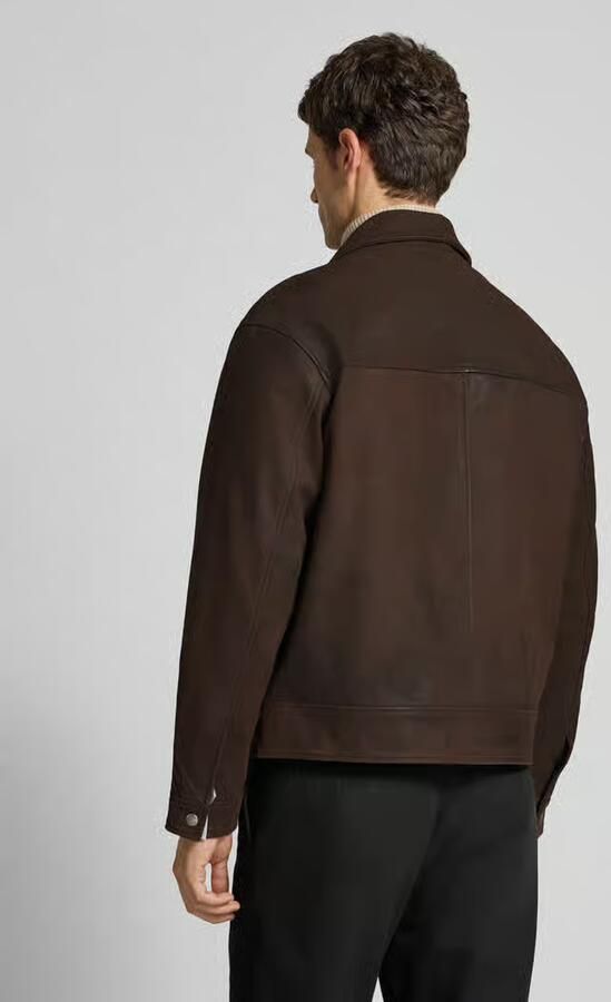 JACK & JONES Premium Leren jack met tweewegsritssluiting model 'LEWIS'