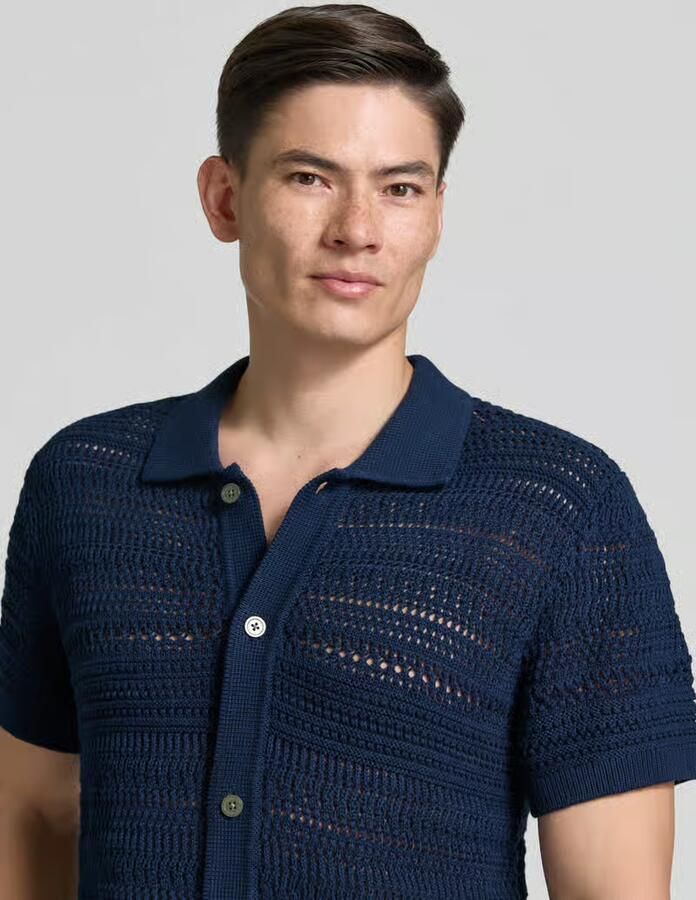 JACK & JONES Premium modern fit vrijetijdsoverhemd in tricotlook met knoopsluiting - Foto 4