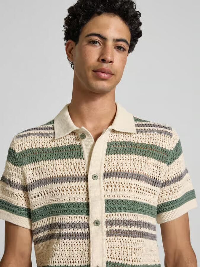 JACK & JONES Premium modern fit vrijetijdsoverhemd in tricotlook met knoopsluiting - Foto 4