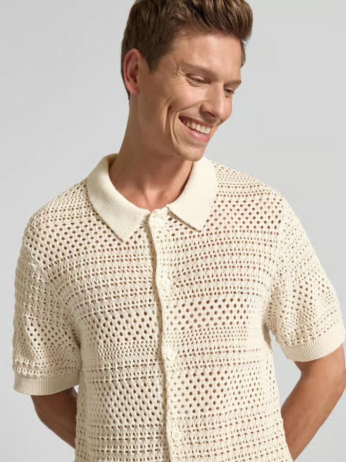JACK & JONES Premium Regular fit gebreid shirt met knoopsluiting