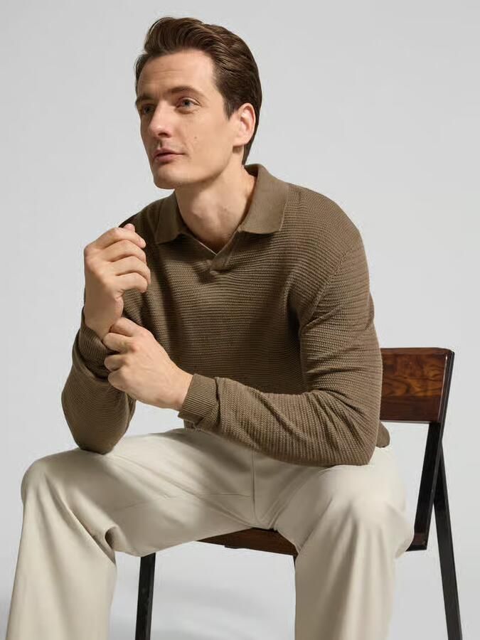 Jack & Jones Premium Regular fit poloshirt in gebreide look model 'Riley'