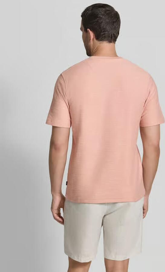 JACK & JONES PREMIUM linnen regular fit T-shirt met print en textuur roze - Foto 5