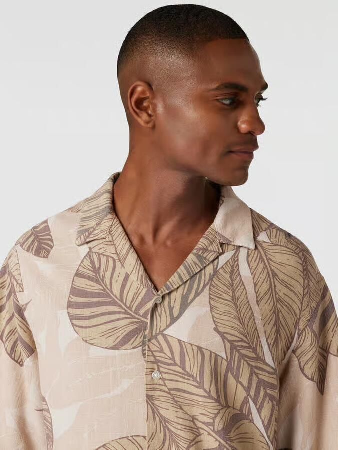 Jack & Jones Premium Vrijetijdsoverhemd met linnen en all-over print model 'BLUREX'
