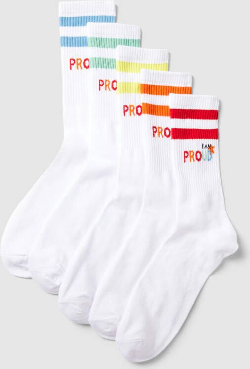 Jack & jones Sokken met contrastgarnering in een set van 5 paar model 'PRIDE'