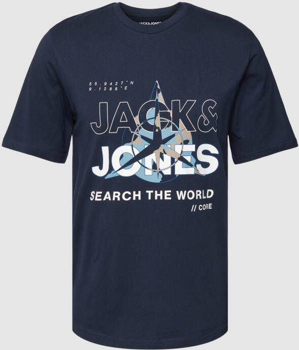 jack & jones T-shirt met labelprint model 'JCOHUNT'