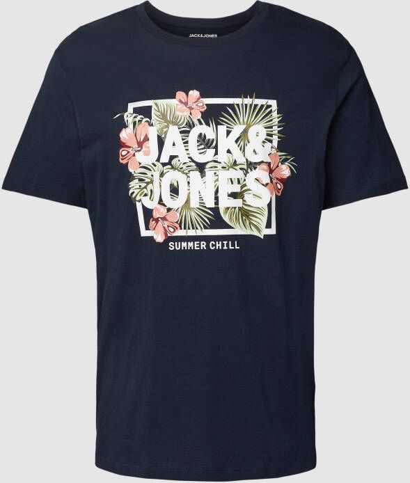 jack & jones T-shirt van katoen met labelprint