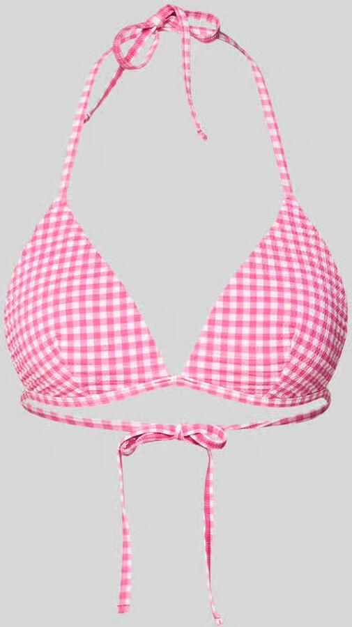Jake*s Casual Bikinibovenstuk met Vichy-ruit en vetersluiting - Foto 2
