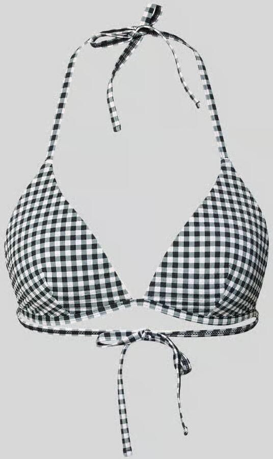 Jake*s Casual Bikinibovenstuk met Vichy-ruit en vetersluiting - Foto 2