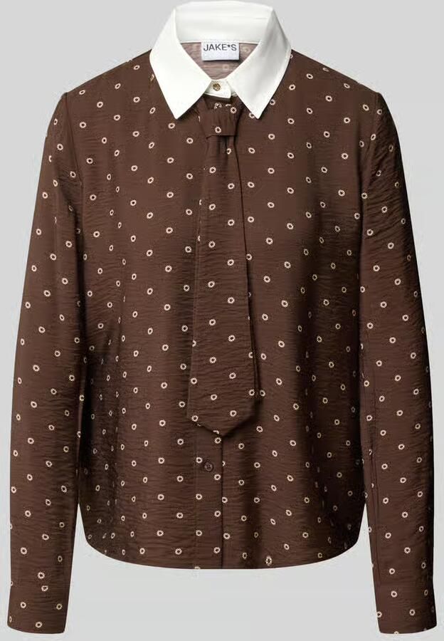 Jake*s Casual blouse met lange mouwen met afneembare stropdas - Foto 1