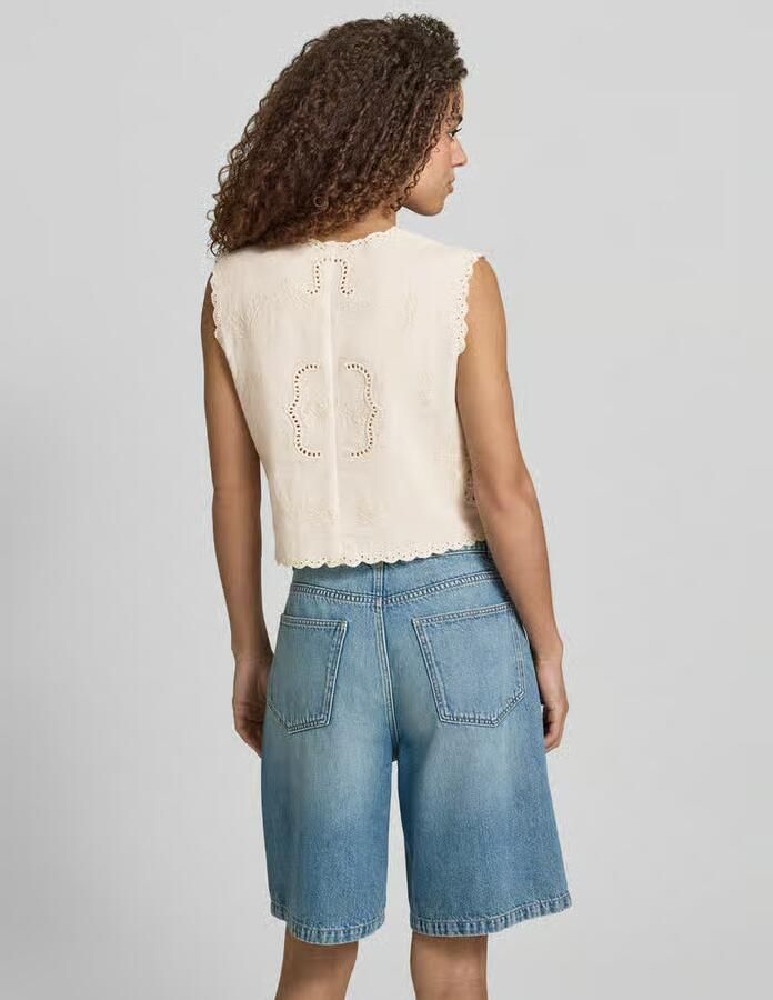 Jake*s Casual Blousetop met ajourwerk en striksluiting - Foto 2