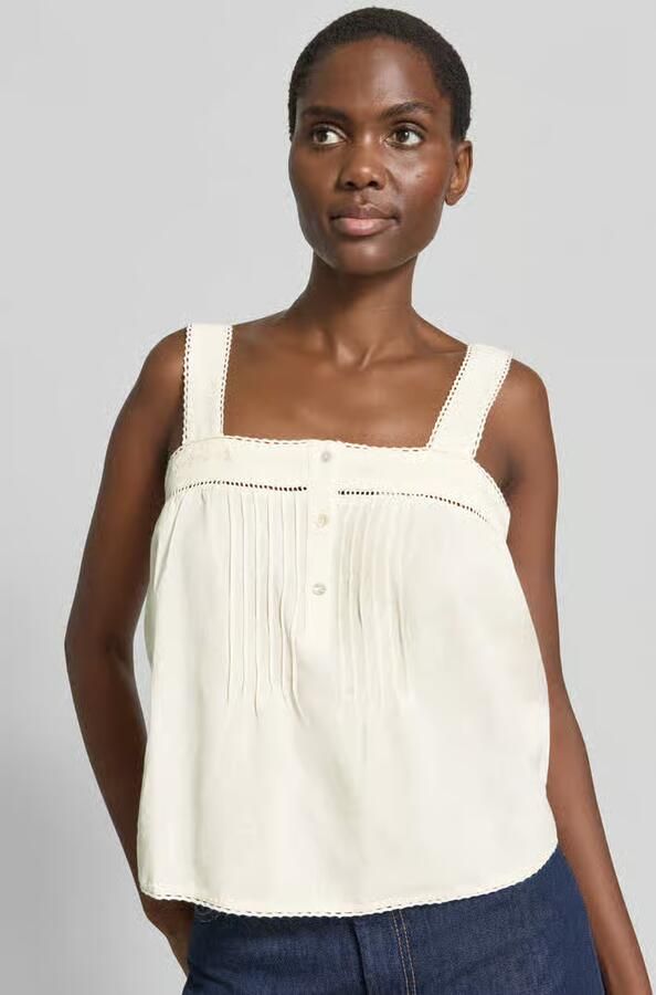 Jake*s Casual Blousetop met ajourwerk en vierkante hals
