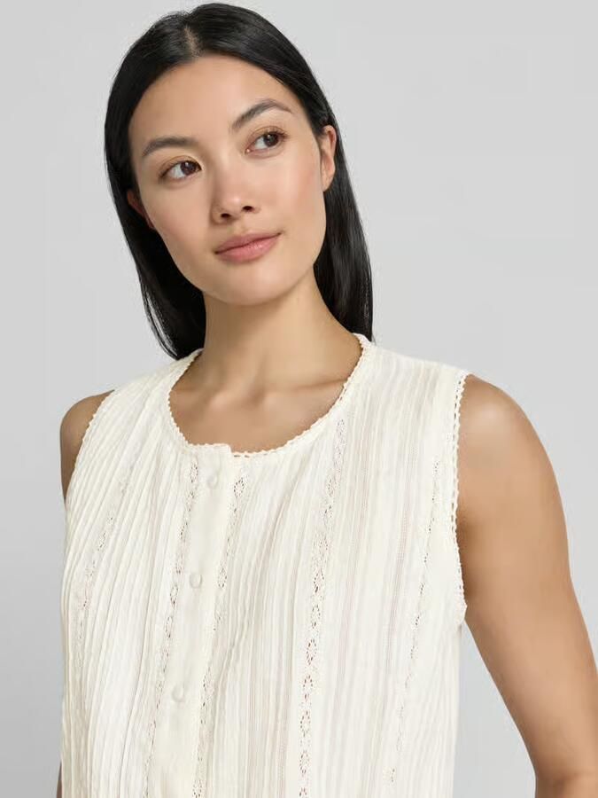 Jake*s Casual Blousetop met knoopsluiting en gehaakt kant