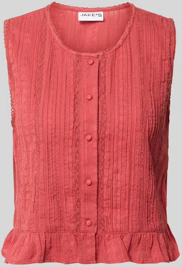 Jake*s Casual Blousetop met knoopsluiting en gehaakt kant - Foto 2