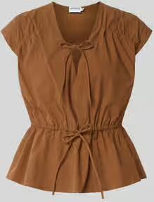 Jake*s Casual Blousetop met V-hals en vetersluiting