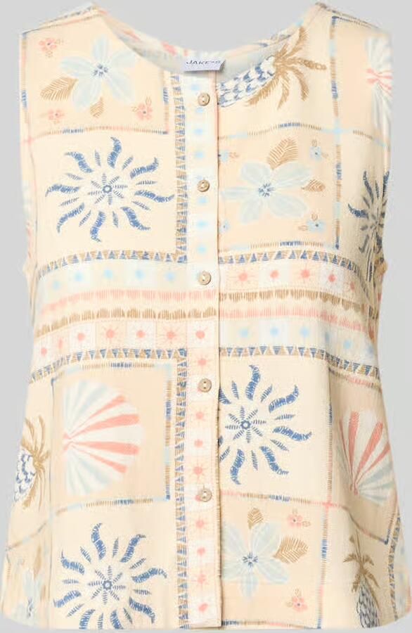 Jake*s Casual Blousetop van mix van viscose en linnen met knoopsluiting - Foto 2