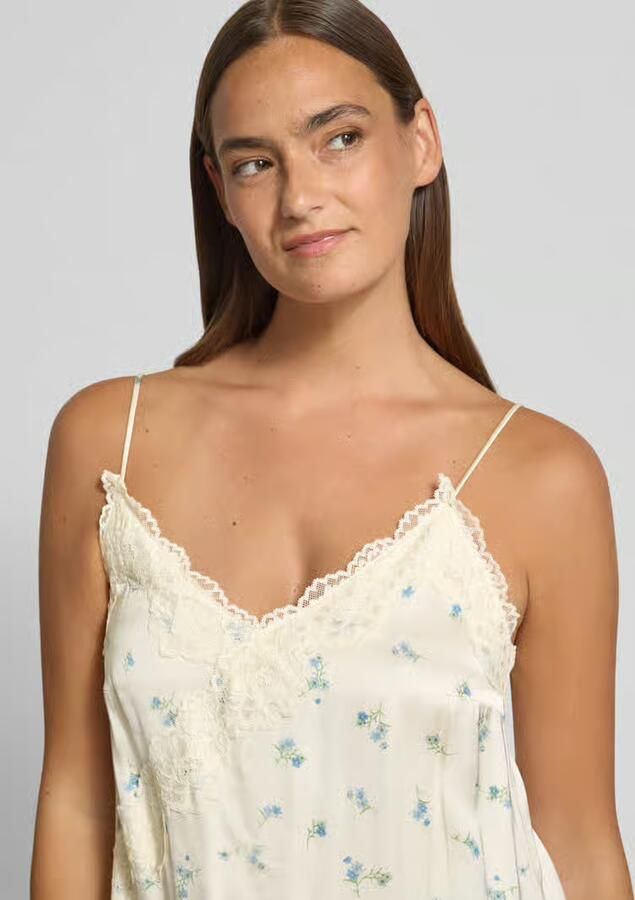Jake*s Casual Blousetop van viscose met kanten afwerking