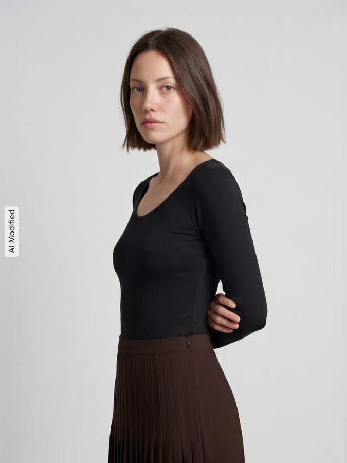 Jake*s Casual Body met diepe ronde hals - Foto 3