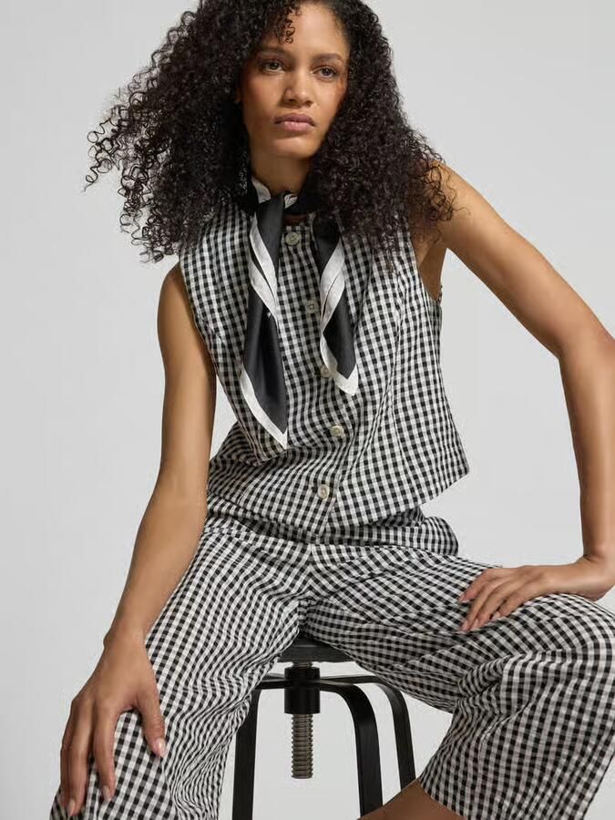 Jake*s Casual Bodywarmer in all-over look met ronde hals